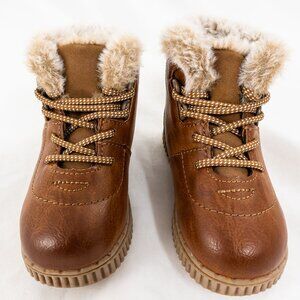 OshKosh B’gosh Haskell Toddler Boots Brown Faux Fur Lined Size 8M Winter Shoes